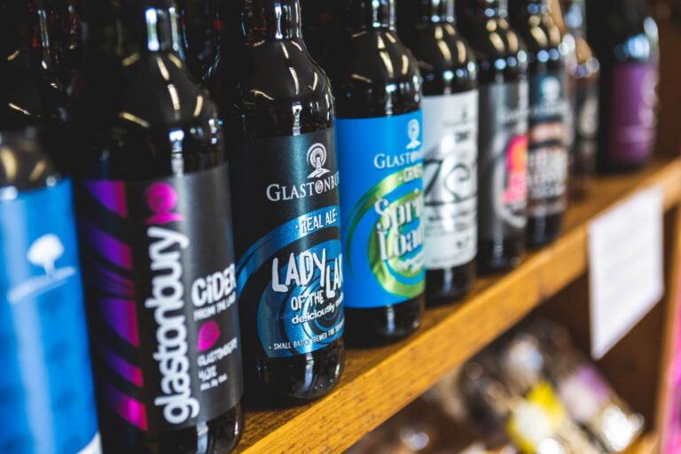 A close up of a range of ales on our farm shop shelves