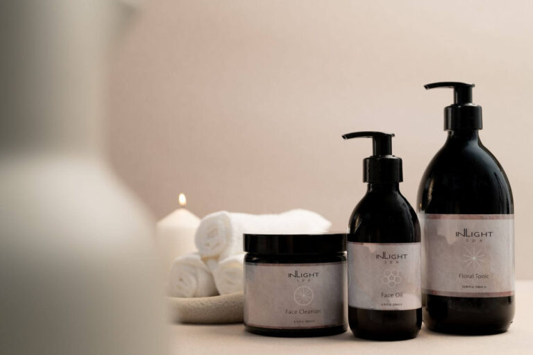 Inlight products are luxuriously packaged in glass