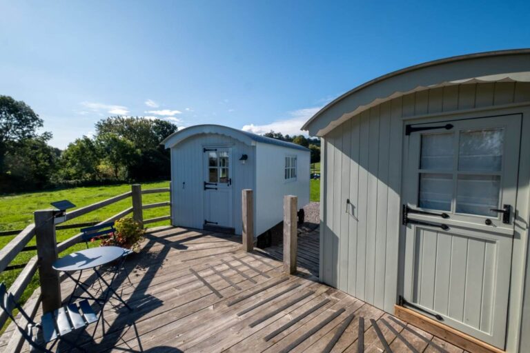 Middlewick Spa's shepherd's hut treatment rooms