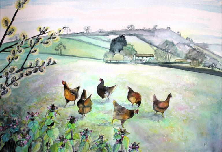 Ostara Chickens Middlewick painting
