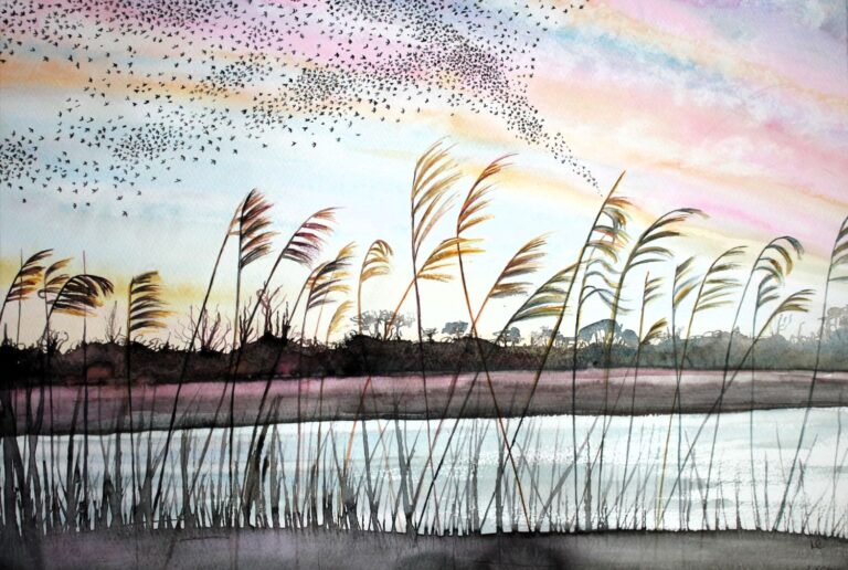 Starlings at Imbolc middlewick painting